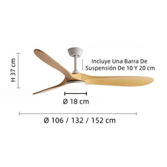 Ventilador de techo de 3 aspas con luz LED silencioso moderno con función verano invierno para salón