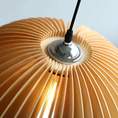 Lámpara colgante de madera LED japonesa con forma de calabaza