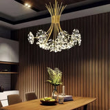 Lámpara de araña de cristal floral moderna LED regulable para comedor