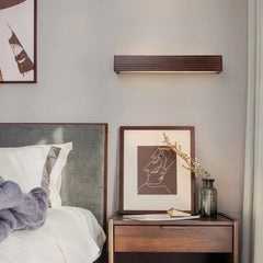 Aplique baño de madera LED rectangular para espejo moderno