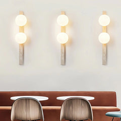 Aplique de pared de travertino largo con LED para salón moderno