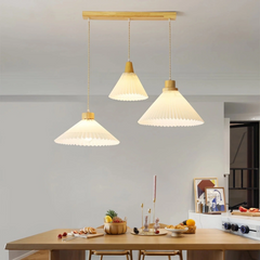Lámpara colgante de tela blanca plisada LED nórdica para comedor