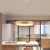 Lámpara colgante de anillo nórdica LED de madera para comedor Ø50 cm