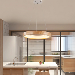 Lámpara colgante circular nórdica de madera LED Ø 50 cm para comedor