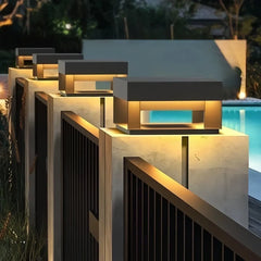 Sobremuro solar exterior rectangular LED IP65 negro para jardín