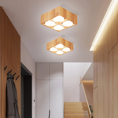 Foco de superficie para techo de madera rectangular LED para pasillo