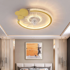 Ventilador de techo infantil con luz LED y motor DC silencioso dorado
