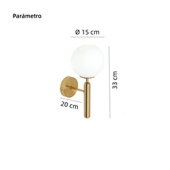 Aplique Pared Bola Blanca de Vidrio LED Moderno para Mesita de Noche