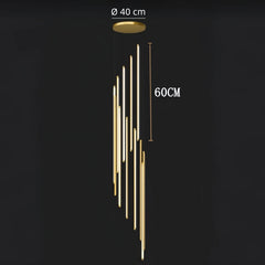 Lampara colgante para escaleras larga LED regulable diseño moderno