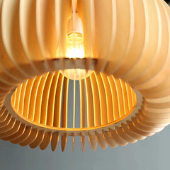 Lámpara colgante de madera LED japonesa con forma de calabaza