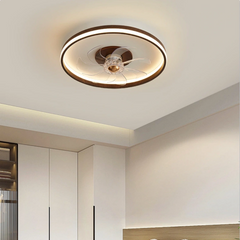 Ventilador de techo con luz de madera nórdico LED DC silencioso para dormitorio