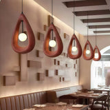Lámpara colgante Japandi de resina con diseño de gota y luz suave para comedor