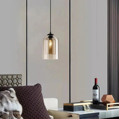 Lámpara colgante de cristal moderna regulable en altura con doble pantalla para comedor