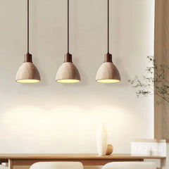 Lámpara colgante de travertino y madera, moderna y regulable en altura para comedor