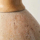 Lámpara colgante de travertino y madera, moderna y regulable en altura para comedor