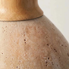 Lámpara colgante de travertino y madera, moderna y regulable en altura para comedor