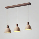 Lámpara colgante de travertino y madera, moderna y regulable en altura para comedor
