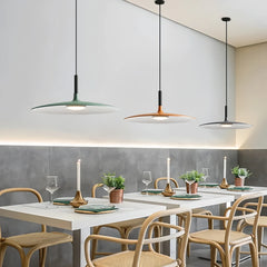 Lámpara colgante LED en forma de plato regulable en altura de estilo nórdico para comedor
