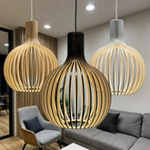 Lámpara colgante de madera estilo nórdico regulable en altura para comedor