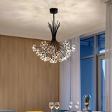 Lámpara de araña de cristal floral moderna LED regulable para comedor