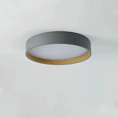 Plafón circular moderno LED de metal con efecto madera para dormitorio