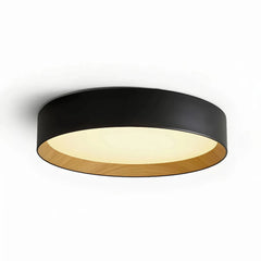 Plafón circular moderno LED de metal con efecto madera para dormitorio