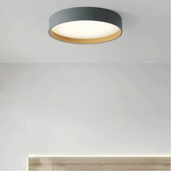 Plafón circular moderno LED de metal con efecto madera para dormitorio