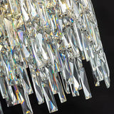 Lámpara colgante para escalera de cristal plateado grande con LED de lujo