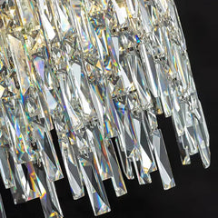 Lámpara colgante para escalera de cristal plateado grande con LED de lujo