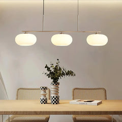 Lámpara colgante de tres luces LED regulable de vidrio moderno para comedor