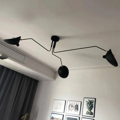 Lámpara de techo industrial negra moderna con múltiples brazos para salón