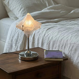 Lámpara de mesa decorativa moderna de vidrio estrella para dormitorio blanca