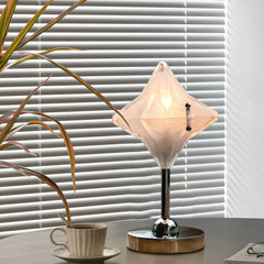 Lámpara de mesa decorativa moderna de vidrio estrella para dormitorio blanca