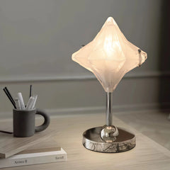 Lámpara de mesa decorativa moderna de vidrio estrella para dormitorio blanca