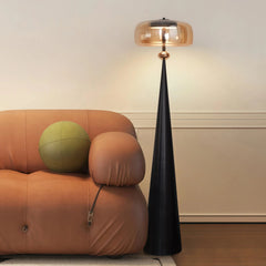 Lámpara de pie de diseño moderno con pantalla de vidrio para salón 138 cm