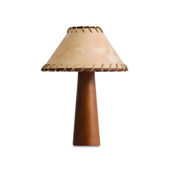 Lámpara de sobremesa vintage de madera con pantalla de pergamino para salón