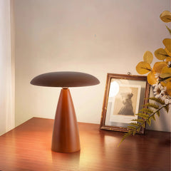 Lámpara de mesa de madera con forma de seta LED táctil recargable para escritorio