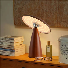 Lámpara de mesa de madera con forma de seta LED táctil recargable para escritorio