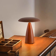 Lámpara de mesa de madera con forma de seta LED táctil recargable para escritorio
