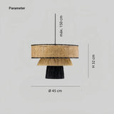 Lámpara colgante de rafia boho LED regulable en altura para comedor