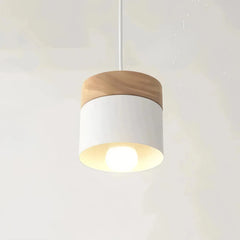 Lámpara colgante nórdica cilíndrica LED color Morandi para comedor