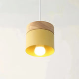 Lámpara colgante nórdica cilíndrica LED color Morandi para comedor