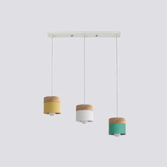 Lámpara colgante nórdica cilíndrica LED color Morandi para comedor