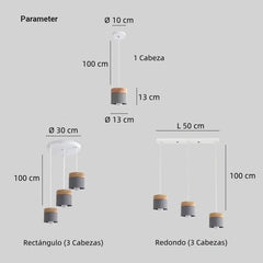 Lámpara colgante nórdica cilíndrica LED color Morandi para comedor