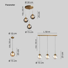 Lámpara colgante esfera de vidrio moderna LED altura regulable para comedor