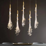 Lámpara colgante de cristal dorado diseño moderno LED regulable para comedor
