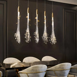 Lámpara colgante de cristal dorado diseño moderno LED regulable para comedor