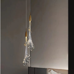 Lámpara colgante de cristal dorado diseño moderno LED regulable para comedor