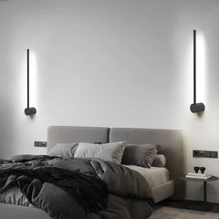 Aplique lineal moderno articulado LED negro para salón