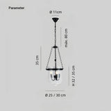 Lámpara colgante industrial de vidrio con 3 luces tipo vela para comedor